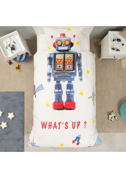 Young Robot %100 Pamuk Tek Kişilik Nevresim Takımı