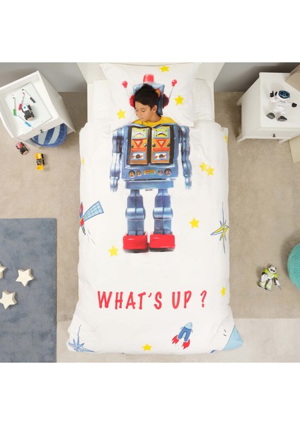 Young Robot %100 Pamuk Tek Kişilik Nevresim Takımı