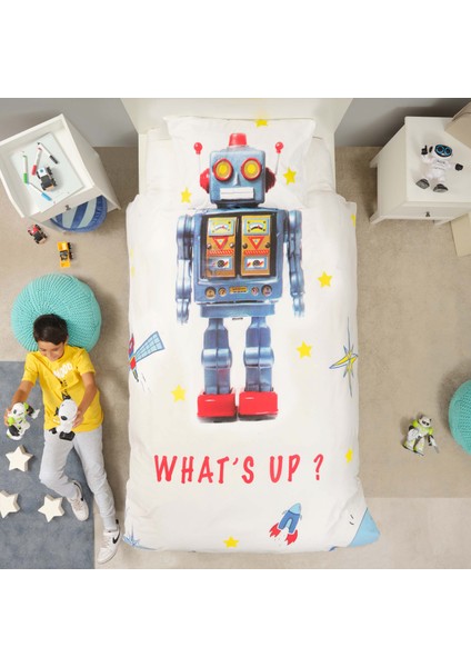 Young Robot %100 Pamuk Tek Kişilik Nevresim Takımı