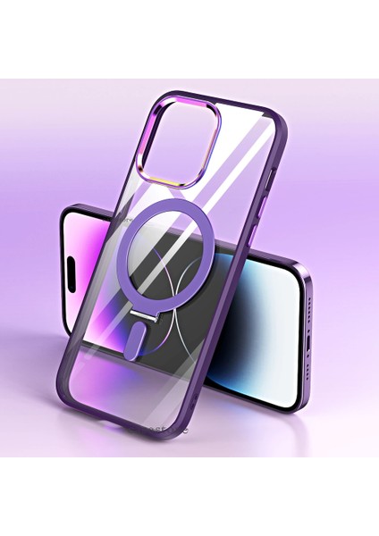 iPhone 14 Pro Kılıf Kamera Çerçeve Yükseltili Korumalı Parlak Metal Magsafe Manyetik Metal Yüzük Standlı Elit Kapak fiyatları