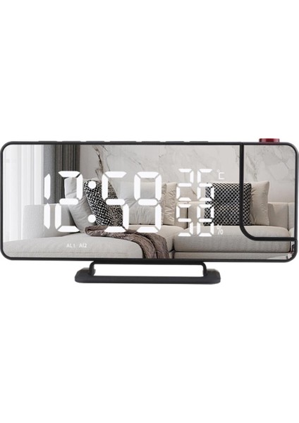 Dijital LED Çalar Saat Tavan Projeksiyon Snooze Zamanlayıcı Radyo Termometre (Yurt Dışından)