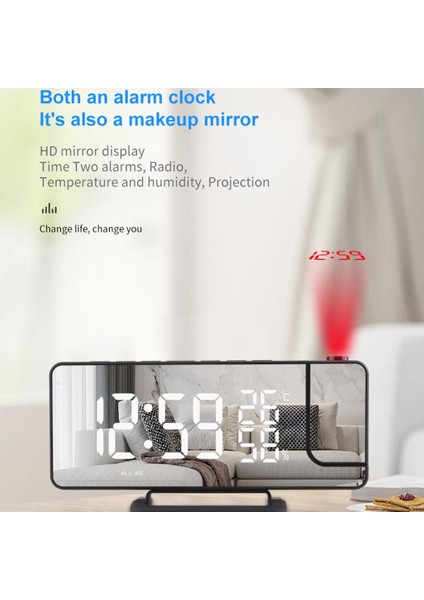 Dijital LED Çalar Saat Tavan Projeksiyon Snooze Zamanlayıcı Radyo Termometre (Yurt Dışından) modelleri
