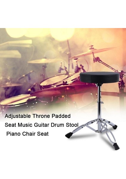 Metal Tripod Çocuk Drum Dışkı Stand Taht Sandalye Kauçuk Ayaklar Siyah (Yurt Dışından)
