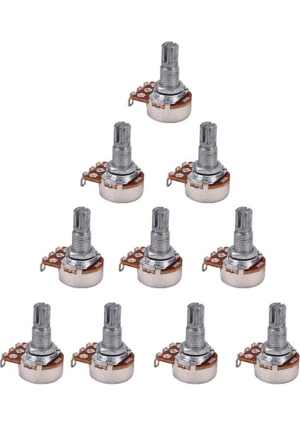 10 Adet 18 mm. Uzunluğunda Bölünmüş Şaft Potansiyometre Elektro Gitar Aksesuarı B50K (Yurt Dışından)