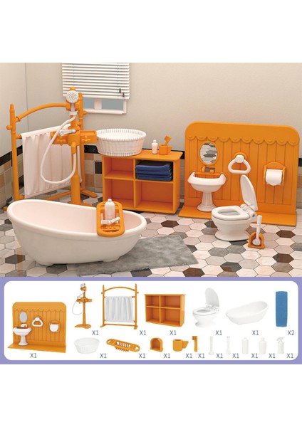Dollhouse Mobilya Seti 1/12 Zengin Aksesuar Salonlar İçin Dekorasyonlar 4+ Banyo (Yurt Dışından) modelleri