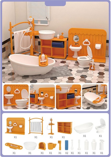 Dollhouse Mobilya Seti 1/12 Zengin Aksesuar Salonlar İçin Dekorasyonlar 4+ Banyo (Yurt Dışından) indirimleri