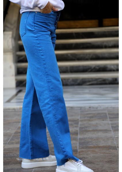 Kadın Yüksek Bel Culotte Jean Pantolon