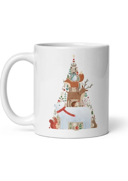 Noel Yılbaşı Hayvanlı Ağacı New Year Tree With Animals Merry Christmas Kupa Bardak Mug