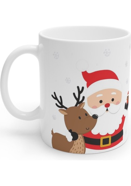 Noel Yılbaşı Geyik ve Noel Baba Deer And Santa Merry Christmas Kupa Bardak Mug