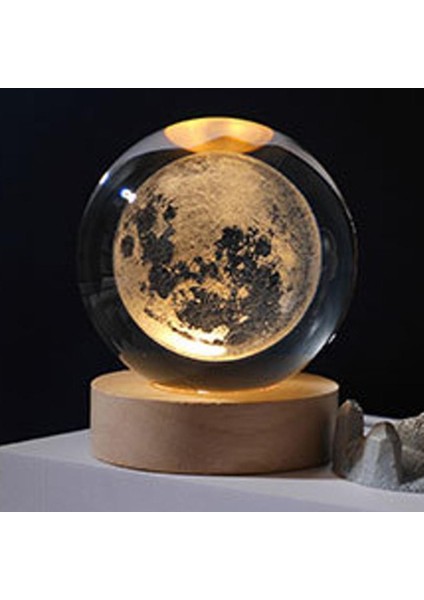 Kristal Ball Gece Işık Gezegensel Dekoratif Gece Lambası LED Hafif Dekor Ay