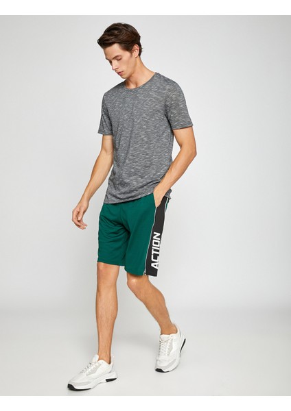 Basic Kırçıllı Tişört Bisiklet Yaka Slim Fit