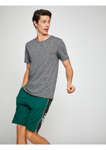 Basic Kırçıllı Tişört Bisiklet Yaka Slim Fit fiyatları