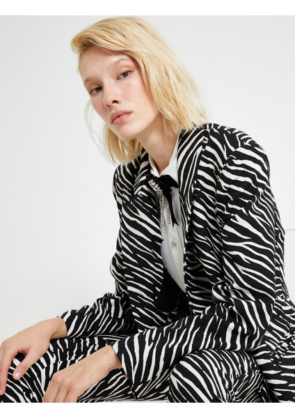 Zebra Desenli Kruvaze Blazer Ceket fiyatları
