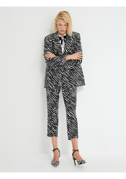 Zebra Desenli Kruvaze Blazer Ceket modelleri