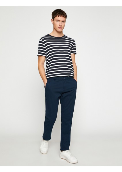 Basic Gabardin Pantolon Slim Fit Düğmeli Cep Detaylı