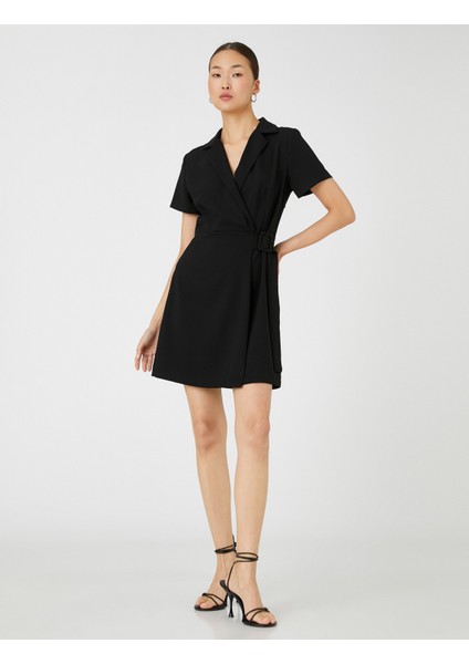 Ceket Elbise Kısa Kollu Kruvaze Kemer Detaylı