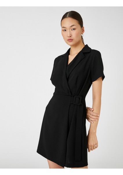 Ceket Elbise Kısa Kollu Kruvaze Kemer Detaylı fiyatları