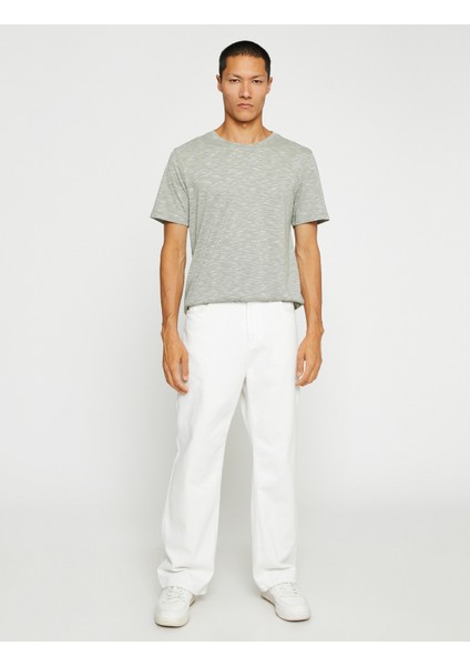 Basic Kırçıllı Tişört Bisiklet Yaka Slim Fit fiyatları