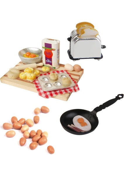 4x1/12 Dollhouse Minyatür Mutfak Gıda Yumurtaları Süt Ekmeği 1 Set 4 Adet (Yurt Dışından)