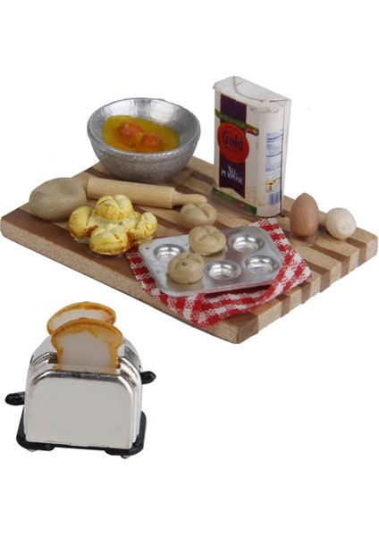 4x1/12 Dollhouse Minyatür Mutfak Gıda Yumurtaları Süt Ekmeği 1 Set 4 Adet (Yurt Dışından)