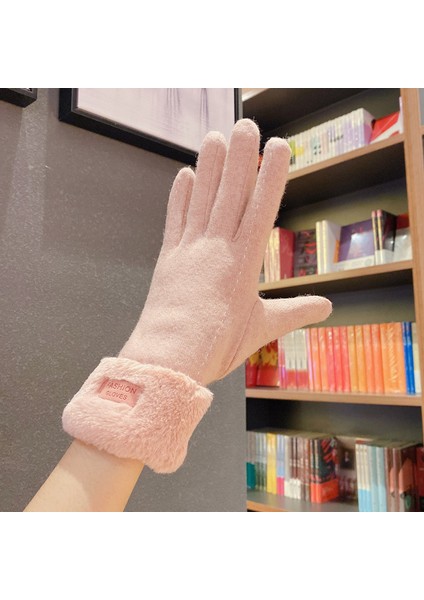 Sıcak Eldivenler Bayanlar Artı Kadife Kalın Elektrikli Araç Sürüş Soğuk Dokunmatik Ekran Eldiven (Yurt Dışından)