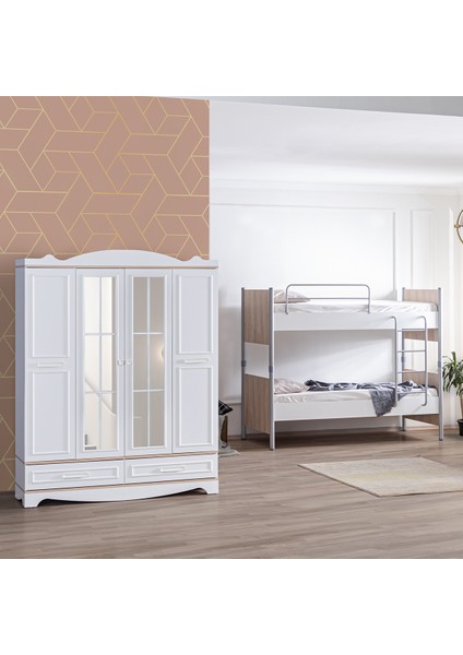 Zirve Genç Odası Takımı - 4 Kapaklı Dolap, Ranza