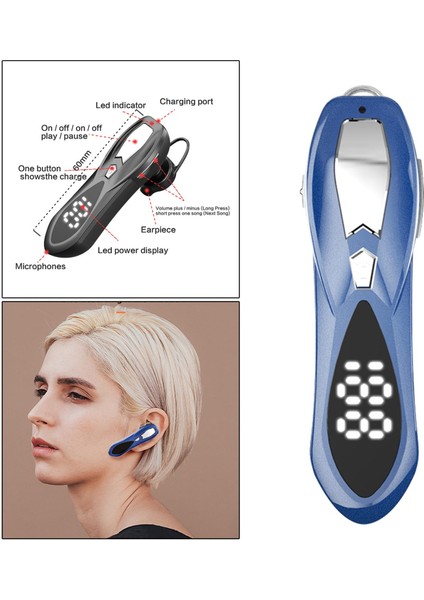 Kablosuz Bluetooth Kulaklık - Mavi (Yurt Dışından)