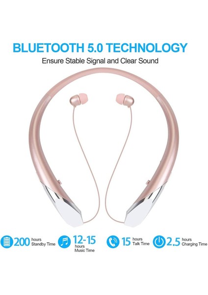 Bluetooth 5.0 Kablosuz Kulaklık - Altın (Yurt Dışından)