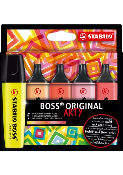 Fosforlu Kalem - Stabılo Boss Arty Sıcak Renkler 5'li Set