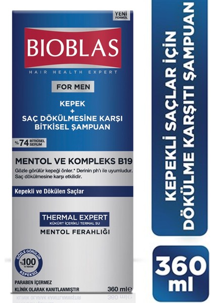 For Men Kepek Ve Saç Dökülmesine  Şampuan 360 Ml 2 Adet