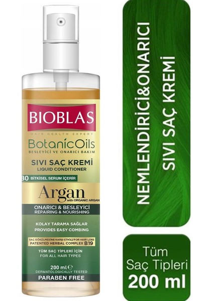 Sağlıklı Uzama Etkili Sıvı Saç Kremi 200 Ml+Bioblas Argan Yağlı Sıvı Saç Kremi 200 Ml