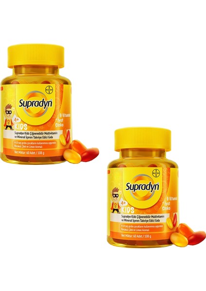 Kids Multivitamin Ve Mineral Içeren Çiğnenebilir 60 Tablet 2 Adet