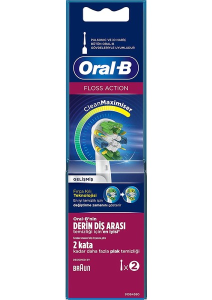 Diş Fırçası Yedek Başlığı Floss Action Cleanmaximiser 2 Adet