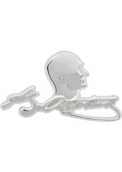 Gümüş Atatürk Imzalı Silüet Rozet