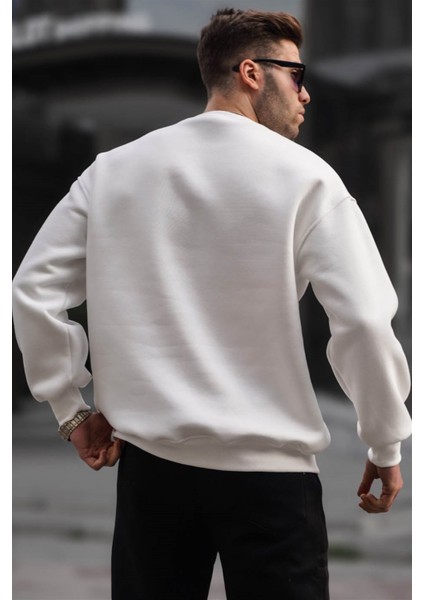 Ekru Bisiklet Yaka Oversize Şardonlu Basic Erkek Sweatshirt 6048 fiyatları
