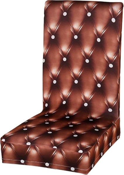 Çıkarılabilir Elastik Streç Slipcover Kısa Yemek Sandalye Koltuk Kapağı -Champagne -Kahverengi, 45-60CM