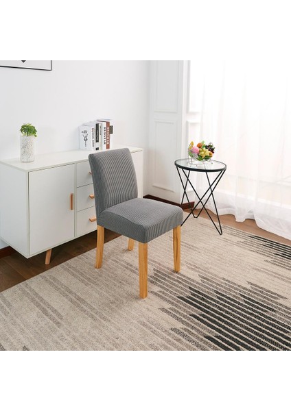 Yemek Düşük Sırt Kısa Sandalye Kapak Bar Dışkı Güzellik Salonu Koltuk Slipcover Gri(Yurt Dışından)