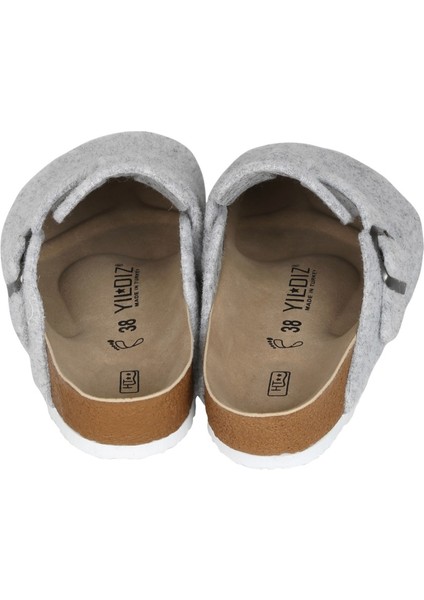 Hogus Ithal Unisex Kışlık Önü Kapalı Keçeli Günlük Sabo Ev Terliği Misafir Ev Terliği Açık Gri fırsatları