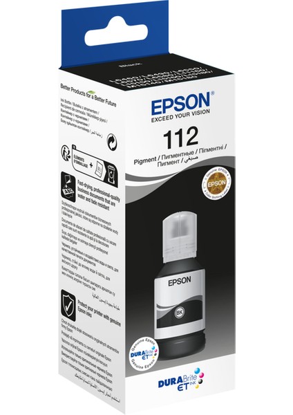 Epson T112 Siyah Orjinal Mürekkep / C13T06C14A / L11160 / L15150 / L15160 / L6460 / L6490 / L6+550 / L6570 / M15140 / L15180 / L6580