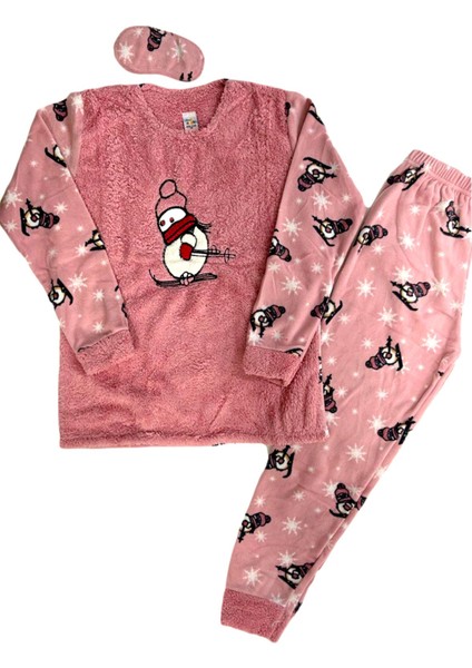 Kız Çocuk Peluş Baskılı Polar Pijama Takımı