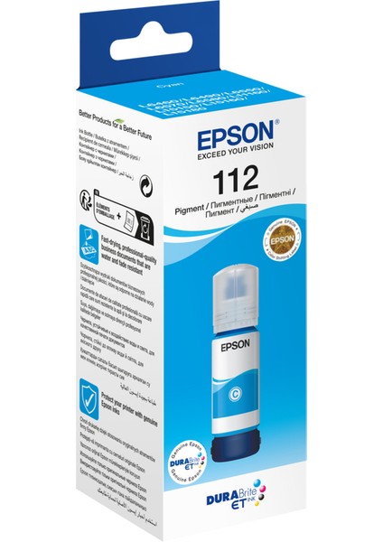 Epson T112 Mavi Orjinal Mürekkep / C13T06C24A / L11160 / L15150 / L15160 / L6460 / L6490 / L6+550 / L6570 / M15140 / L15180 / L6580