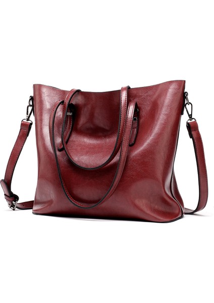 Sonbahar Kış Kadın Pu Deri Düz Renk Büyük Kapasiteli Seyahat Kadın Kızlar Günlük Omuz (Yurt Dışından)