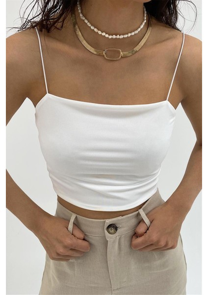 Kadın Ip Askılı Crop Bluz modelleri