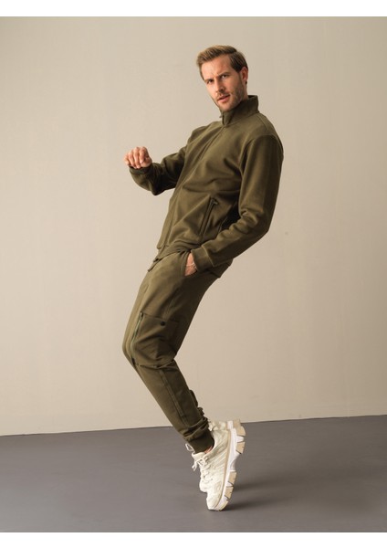 Erkek Haki Regular Fit Sweatmont modelleri