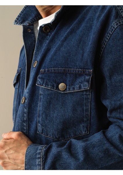 Erkek Lacivert Oversize Denim Gömlek Ceket fiyatları