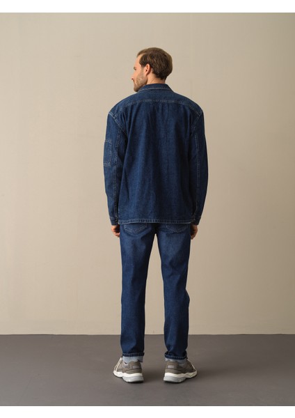 Erkek Lacivert Oversize Denim Gömlek Ceket indirimleri