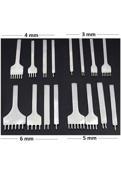 Çapraz Delgi Çatal Zımba Seti 6 mm 4 Adet Deri El Aleti