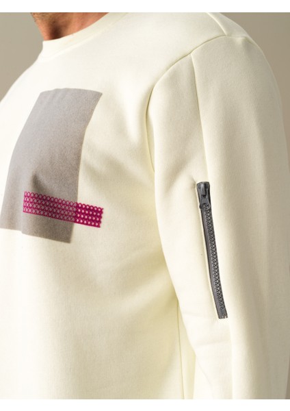 Erkek Ekru Regular Fit Baskılı Sweatshirt fiyatları