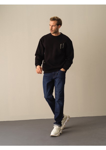 Erkek Siyah Oversize Baskılı Sweatshirt fiyatları