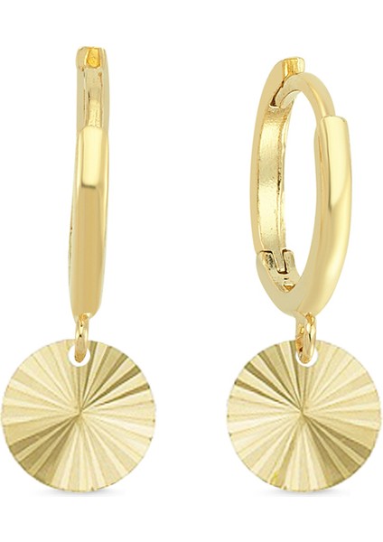 Altın Pul Sallantı Halka Küpe